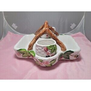 Rare Berry Time By Shafford Bread Basket With Cream And Sugar